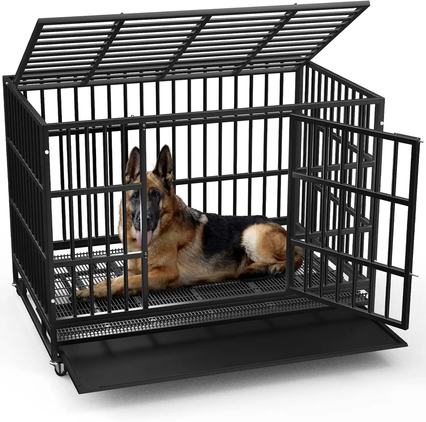 RBXC Heavy Duty Indestructible Dog Crate With Lockable Wheels
