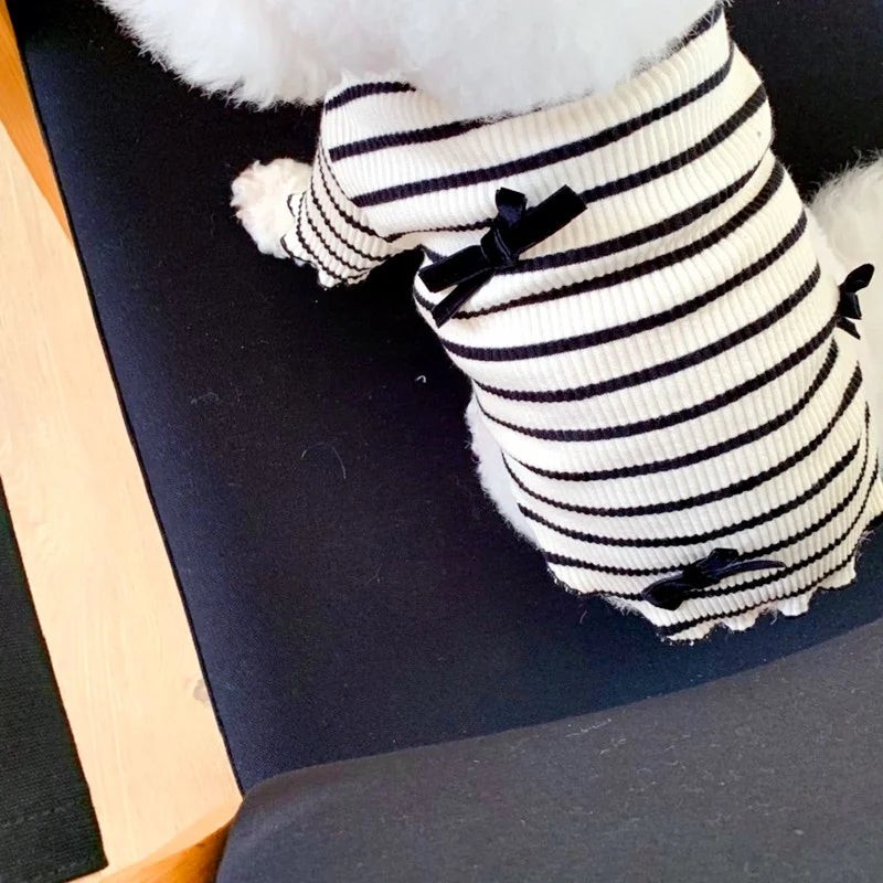 Doggyzstyle Luxury Bow Dress For Dogs Striped Print