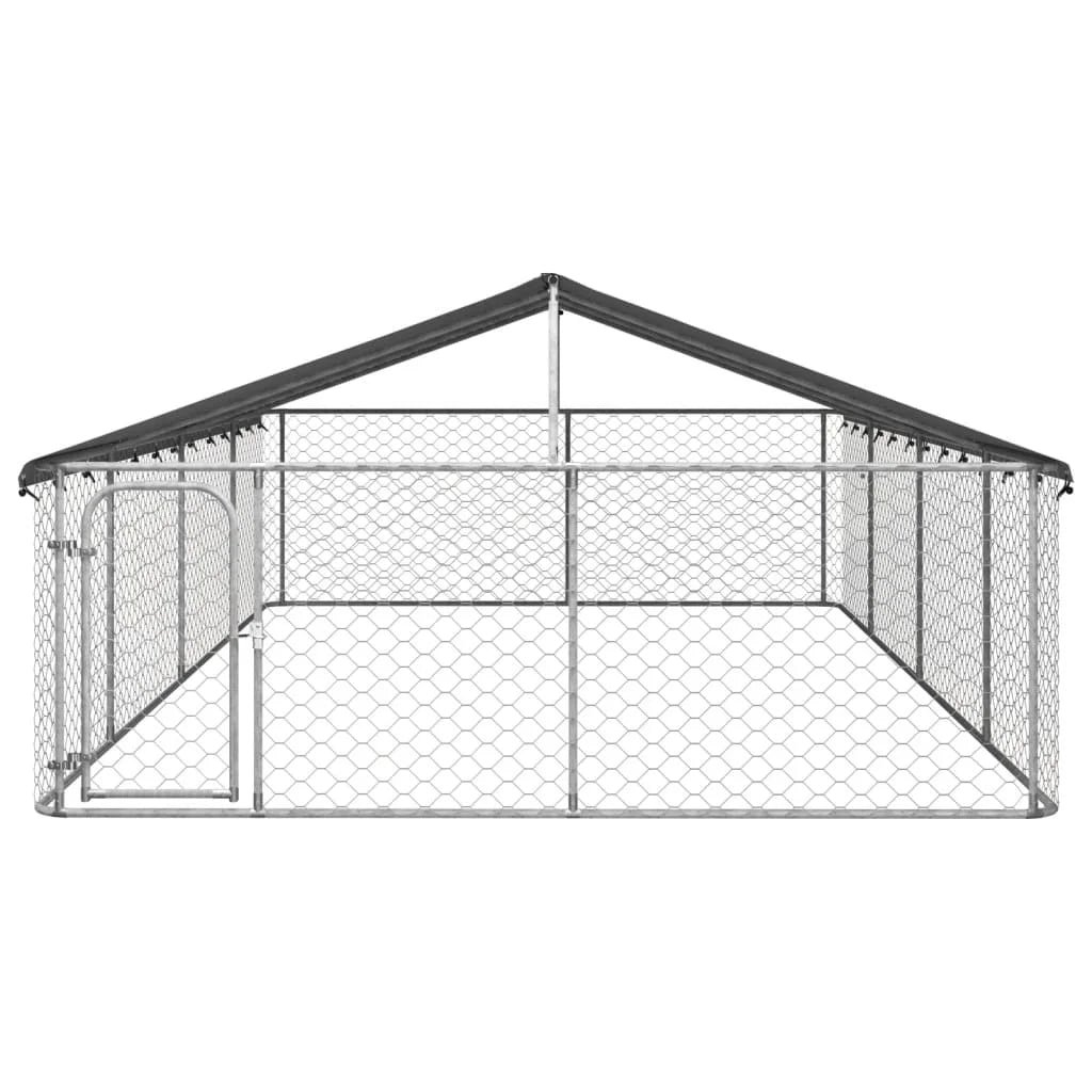 NONEM Galvanized Outdoor Dog Kennel With Roof For Pets