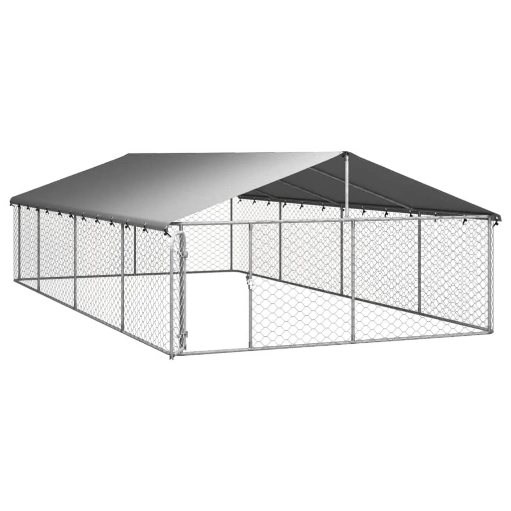 NONEM Galvanized Outdoor Dog Kennel With Roof For Pets