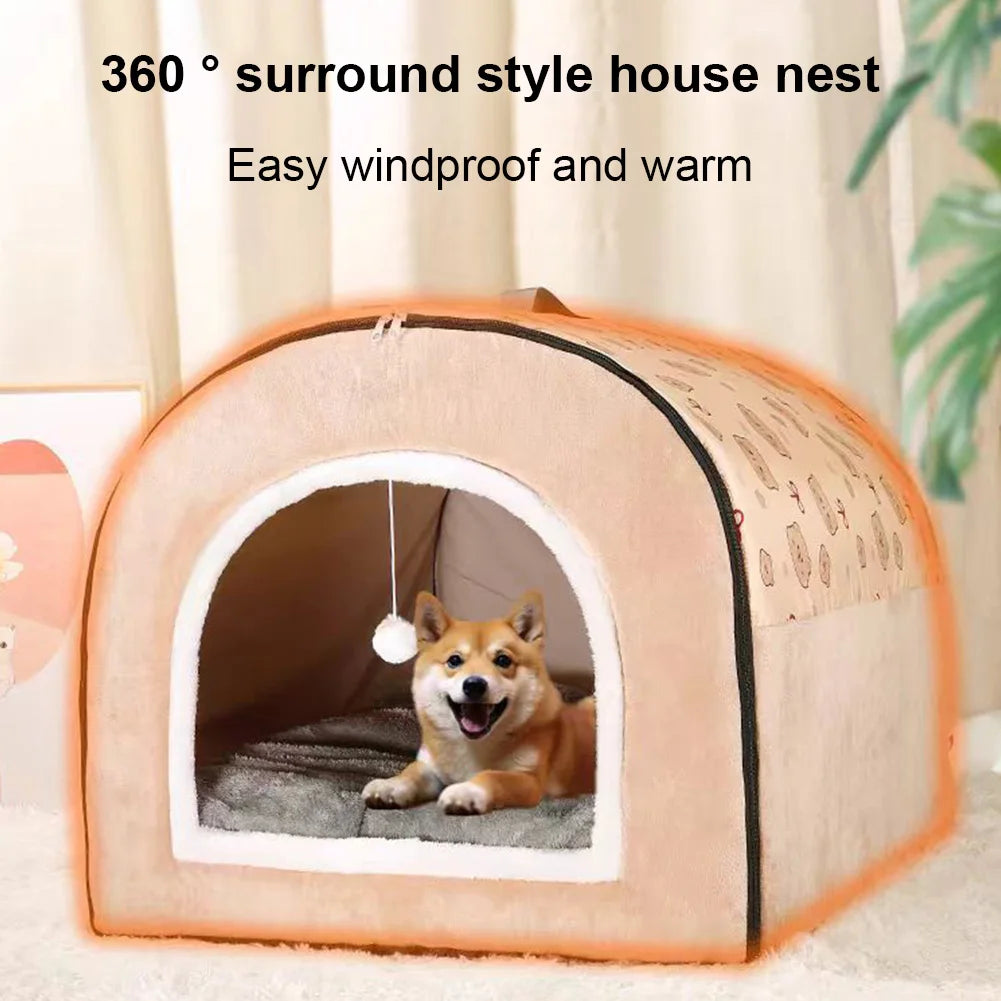 Warm Winter Pet House Mat With Detachable Cat Cave Bed