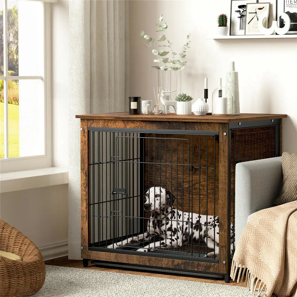 BINGOPAW Pet Cage Kennel End Table With Removable Tray