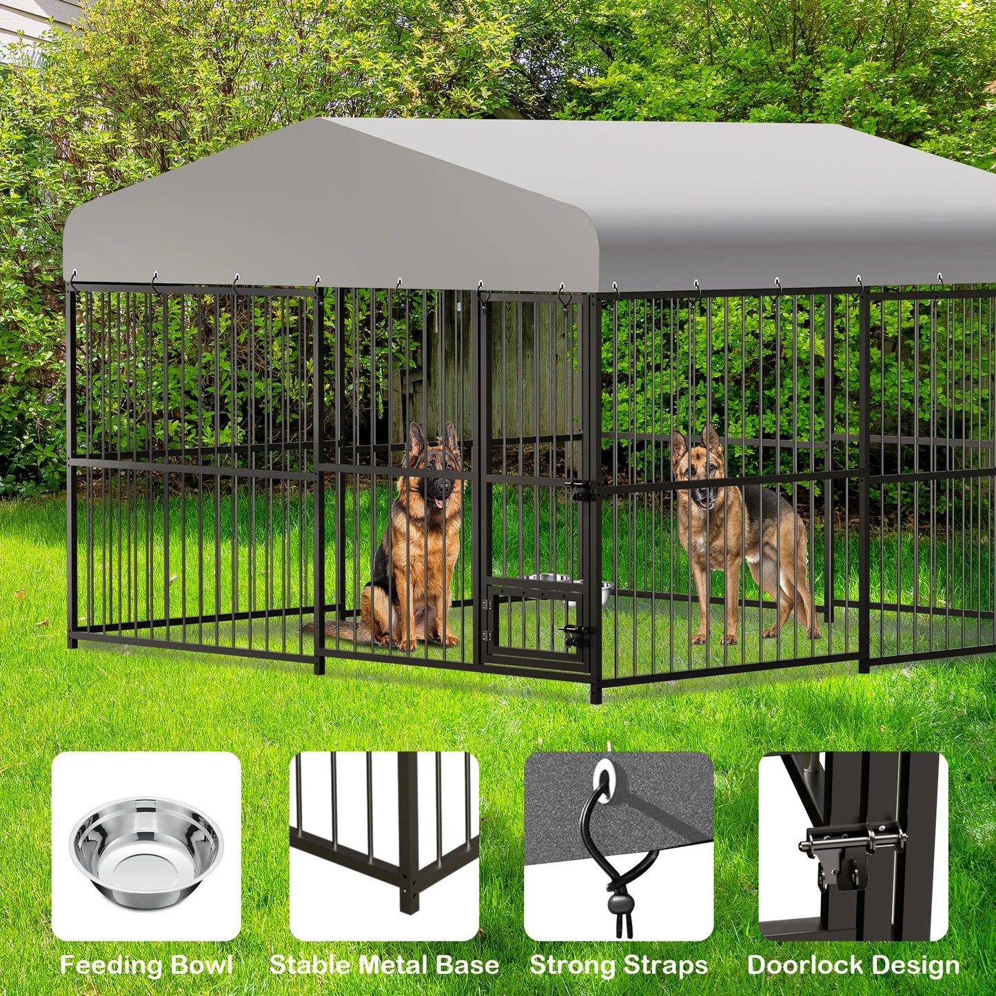 TWISTER.CK Heavy Duty Outdoor Dog Kennel With Roof