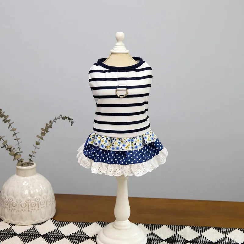 Summer Strawberry Print Bowknot Pet Dress For Cats And Dogs