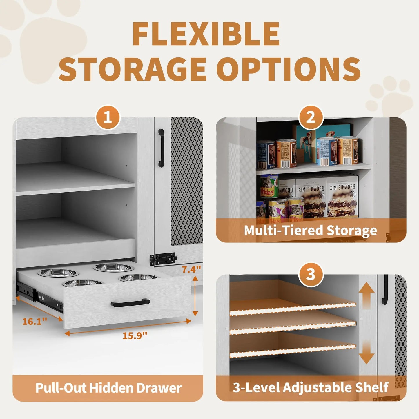 HiMISS 91 Inch Double Dog Crate TV Stand With Storage