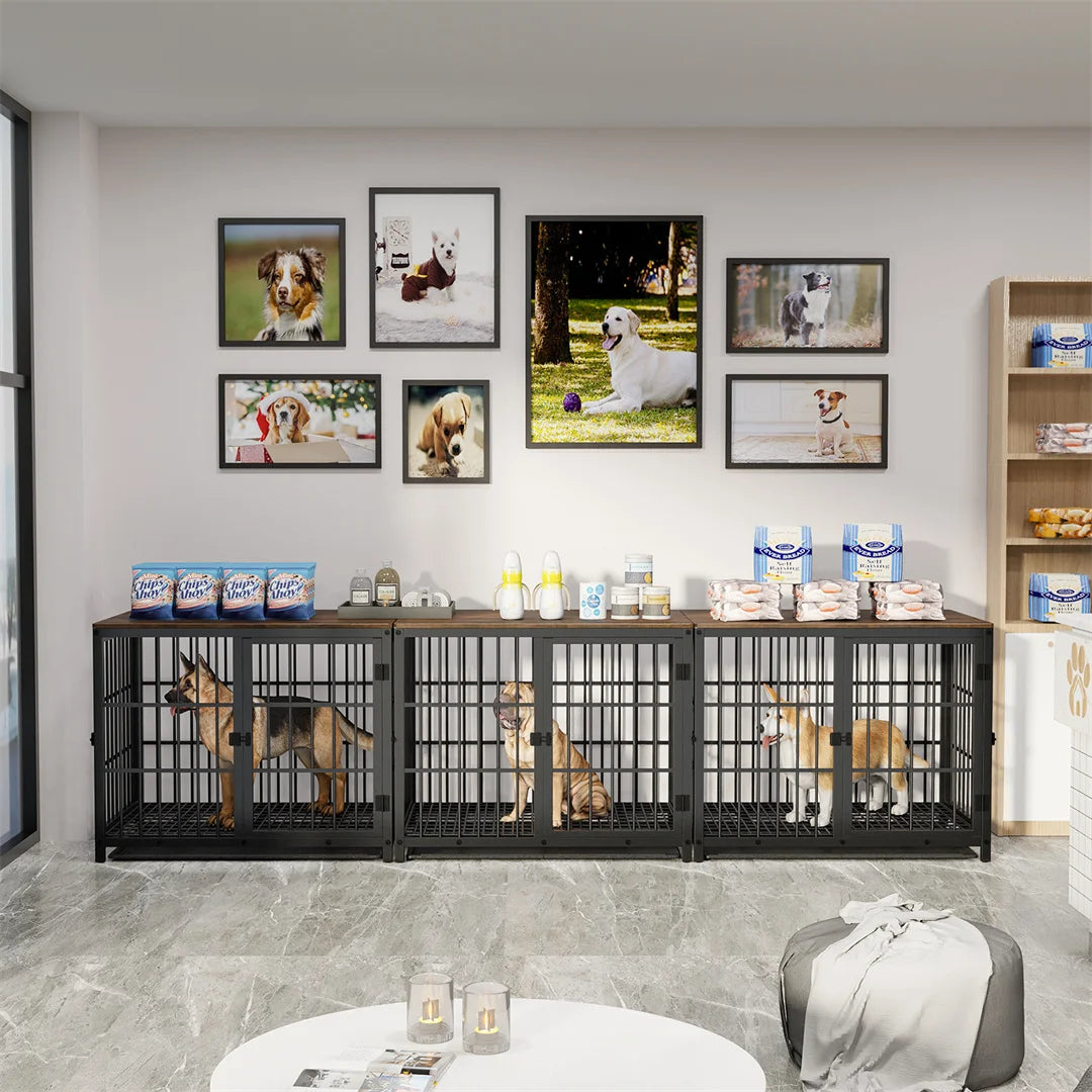 BINGOPAW Three-Door Dog Crate End Table Kennel
