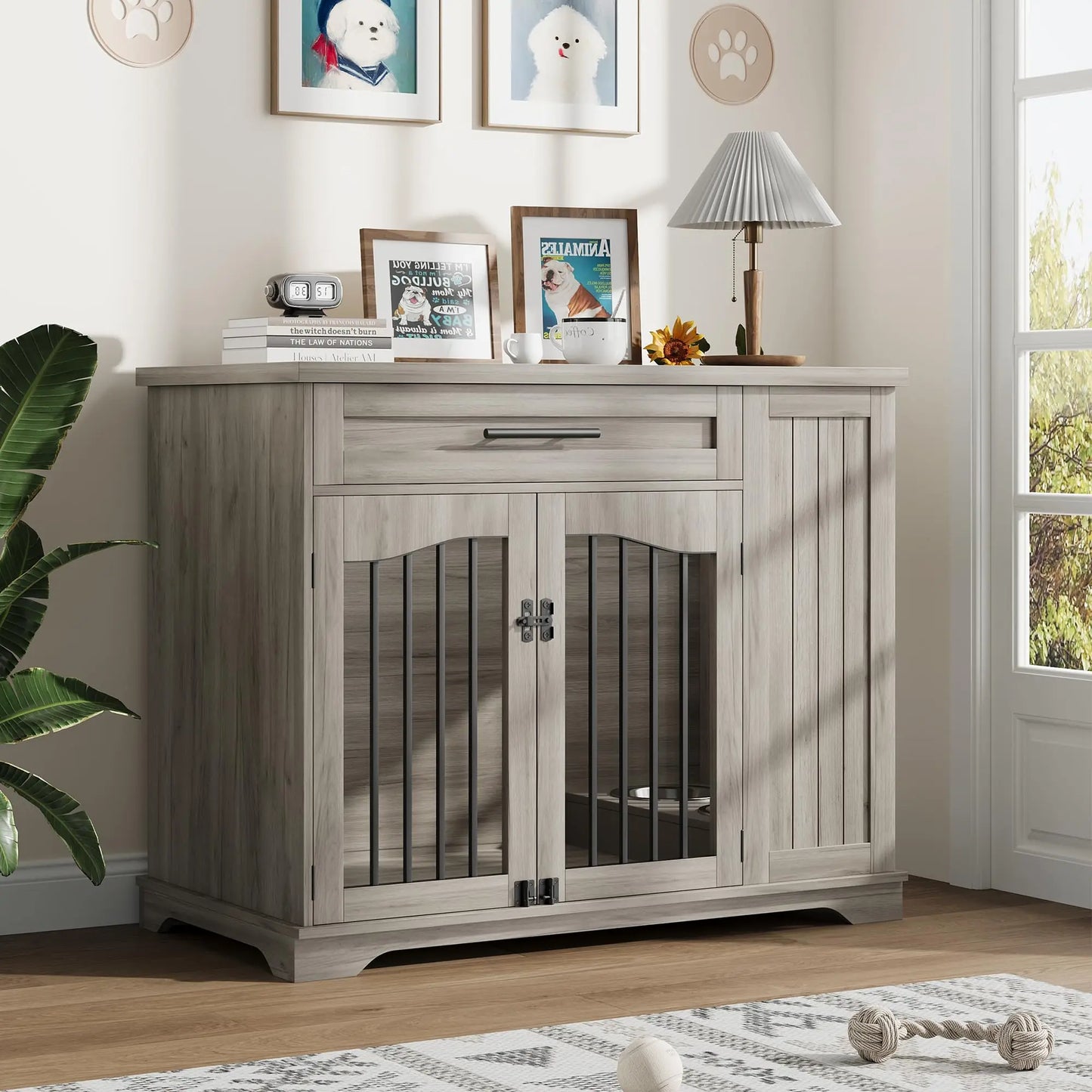 HiMISS Furniture Style Dog Crate Heavy Duty Kennel With Drawer