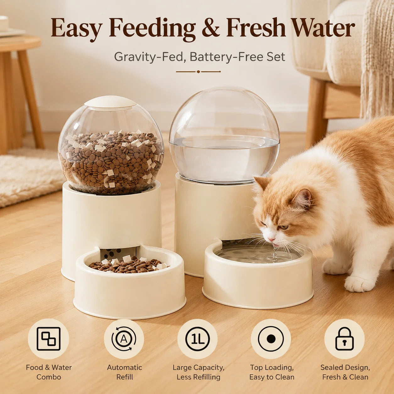 Automatic Gravity Feeder And Water Dispenser Spill Proof Dome Lid