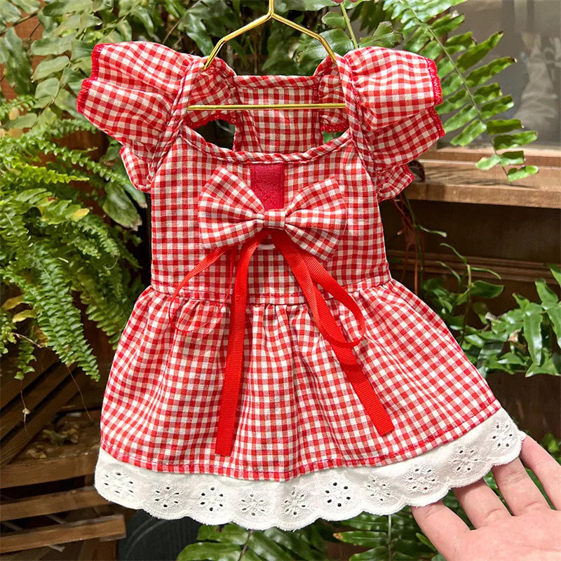 Floral Summer Dog Dress With Plaid Skirt