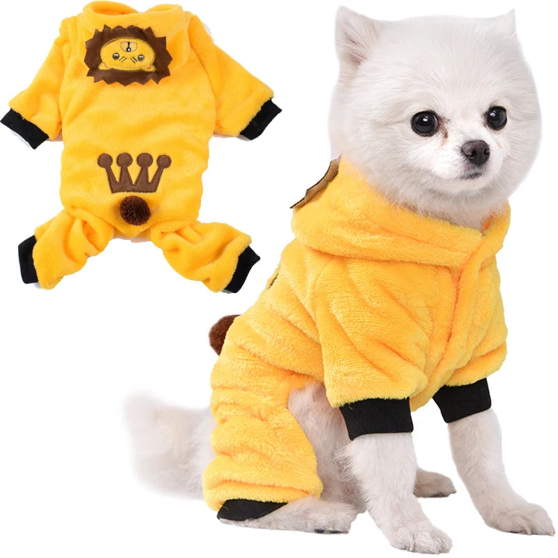Soft Fleece Dog Hoodies And Jumpsuits For Small Dogs
