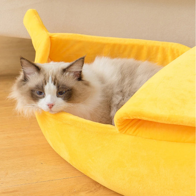 Banana Cat Bed House Cozy Cat Mat Basket Kennel Cushion