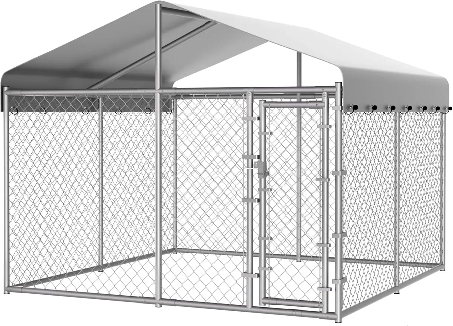 Outdoor Dog Kennel With Roof And Galvanized Chain Link Enclosure Lock