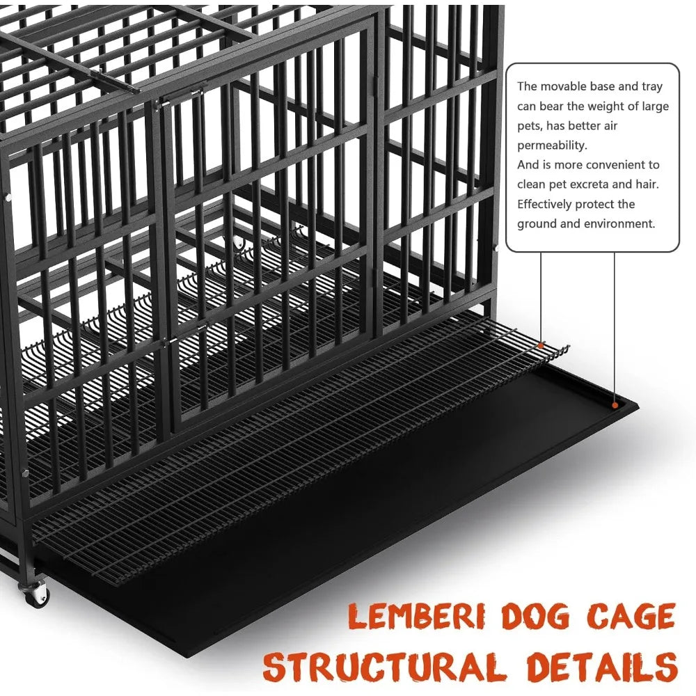 RBXC Heavy Duty Indestructible Dog Crate With Lockable Wheels