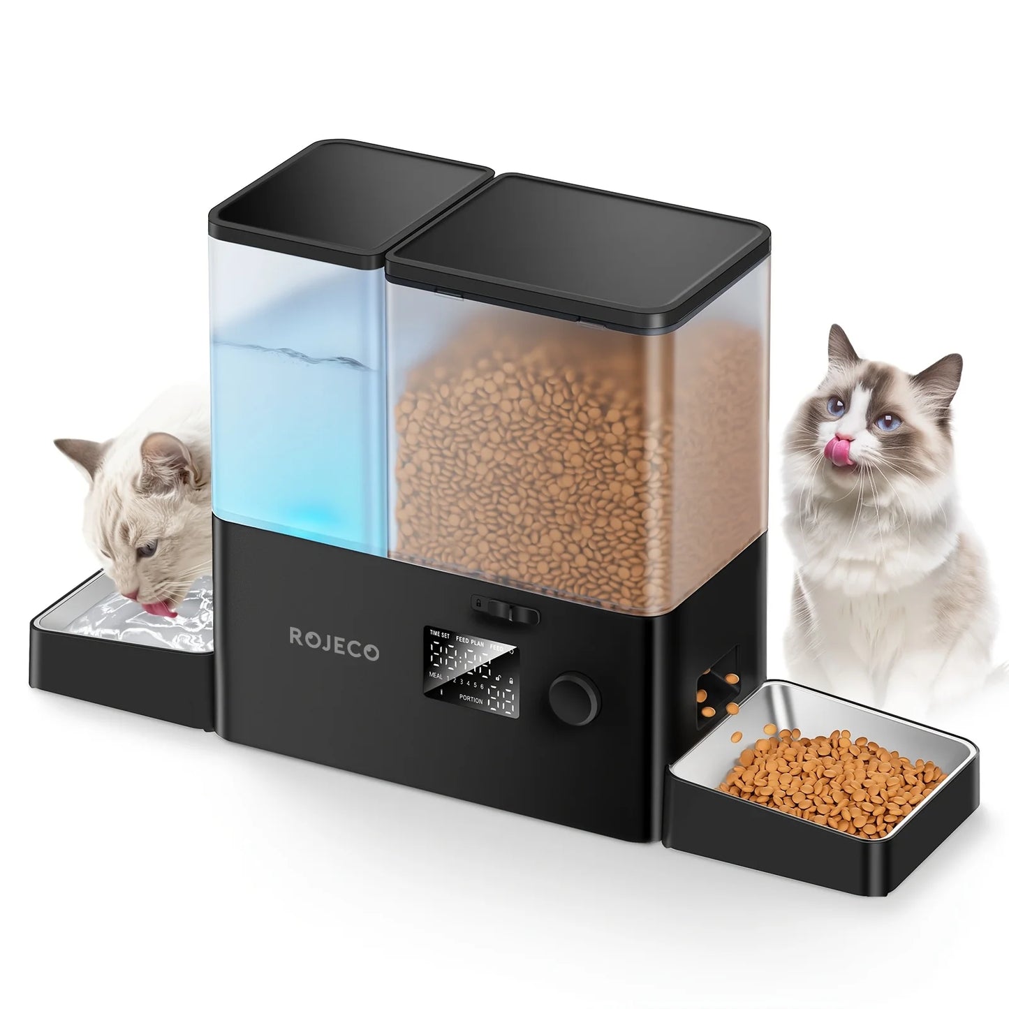 Automatic Pet Feeder And Water Fountain For Dogs And Cats With Stainless Bowl