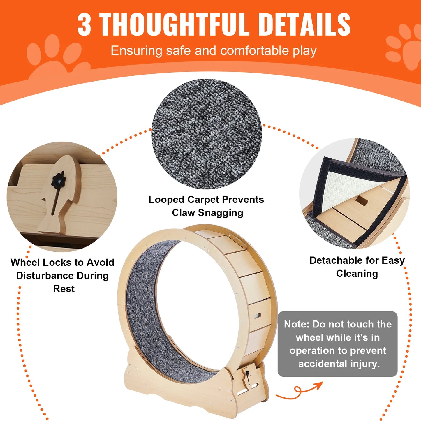 SucceBuy Wooden Cat Exercise Wheel For Indoor Running