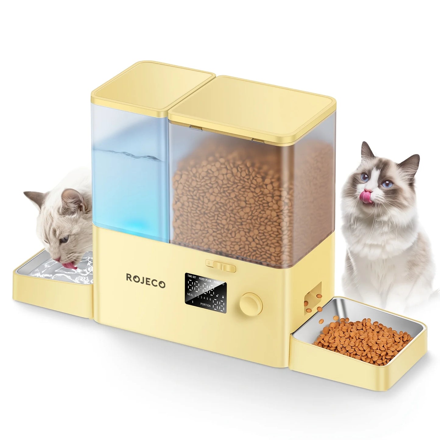 Automatic Pet Feeder And Water Fountain For Dogs And Cats With Stainless Bowl