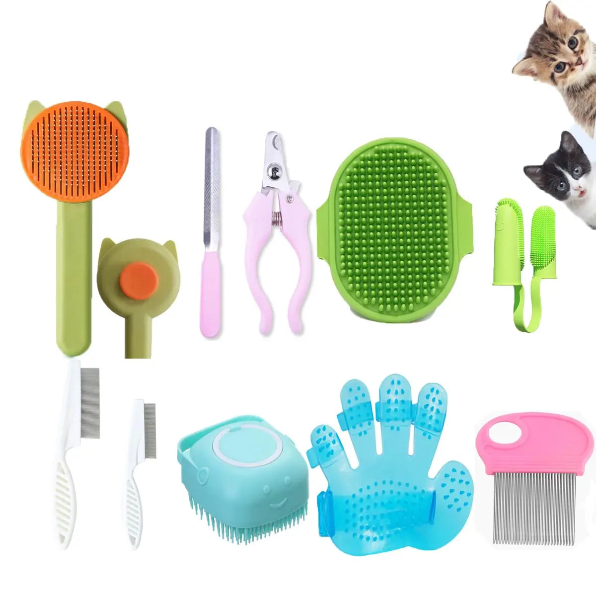Pet Grooming Kit Cats Dogs Nail Clipper Flea Comb Tools