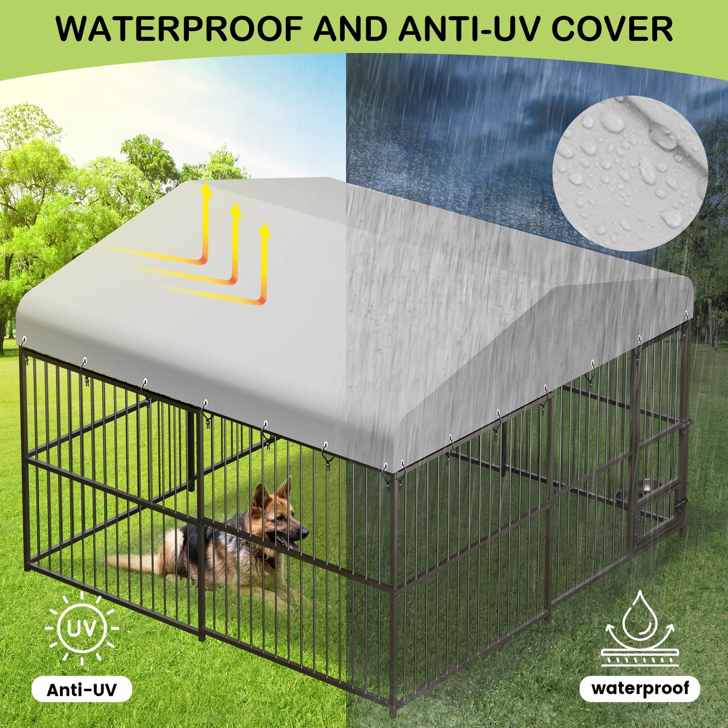 TWISTER.CK Heavy Duty Outdoor Dog Kennel With Roof