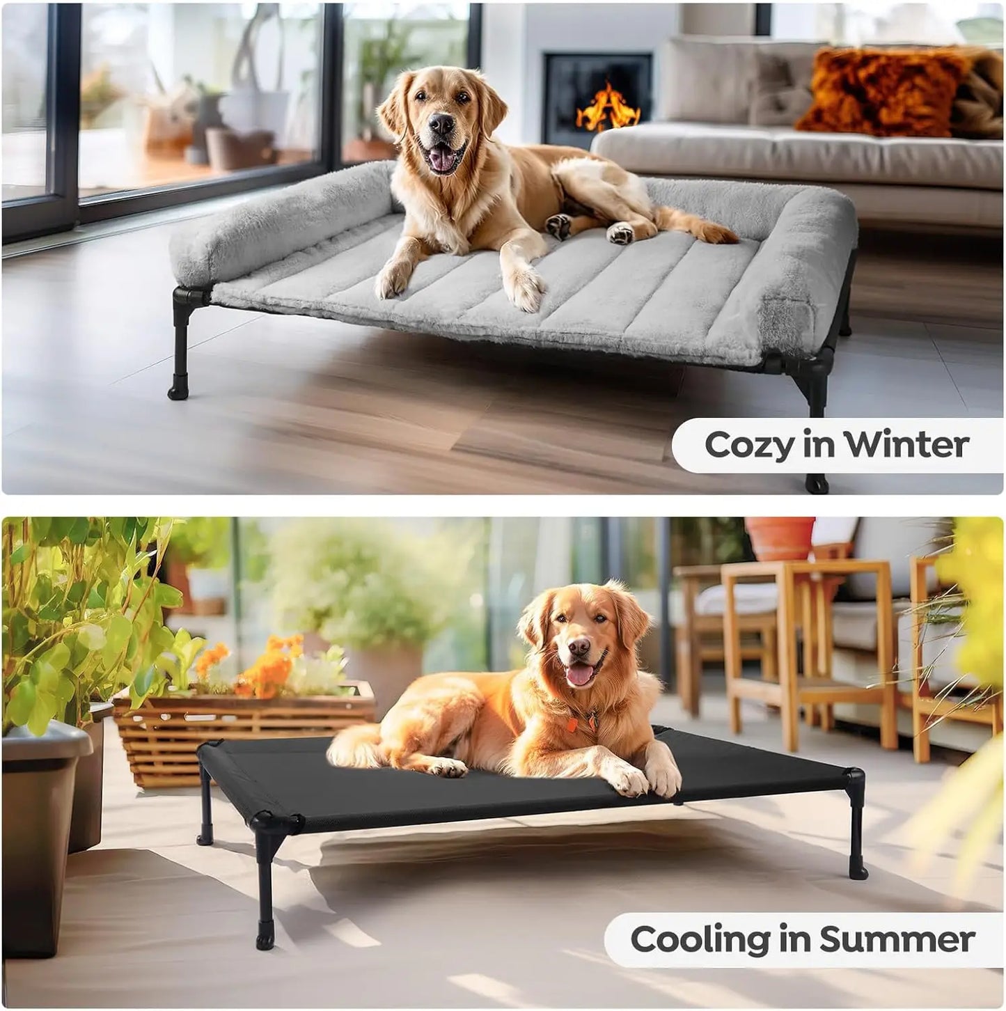 Elevated Orthopedic Dog Bed With Fluffy Bolster Non Slip Feet
