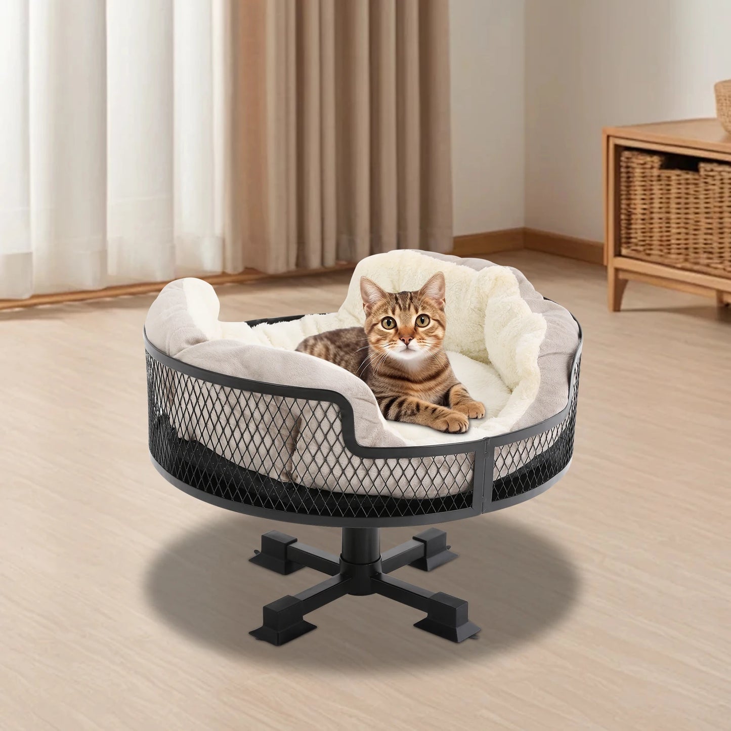 NONECN Portable Stainless Steel Elevated Cat Desk Bed Small Pets