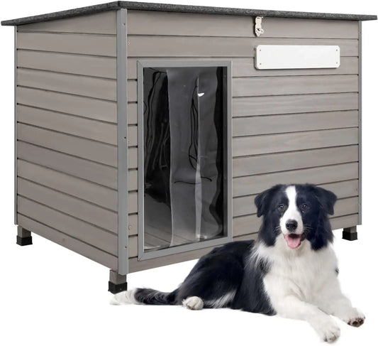 PetsCosset Wooden Dog House Outdoor Kennel For Large Dogs