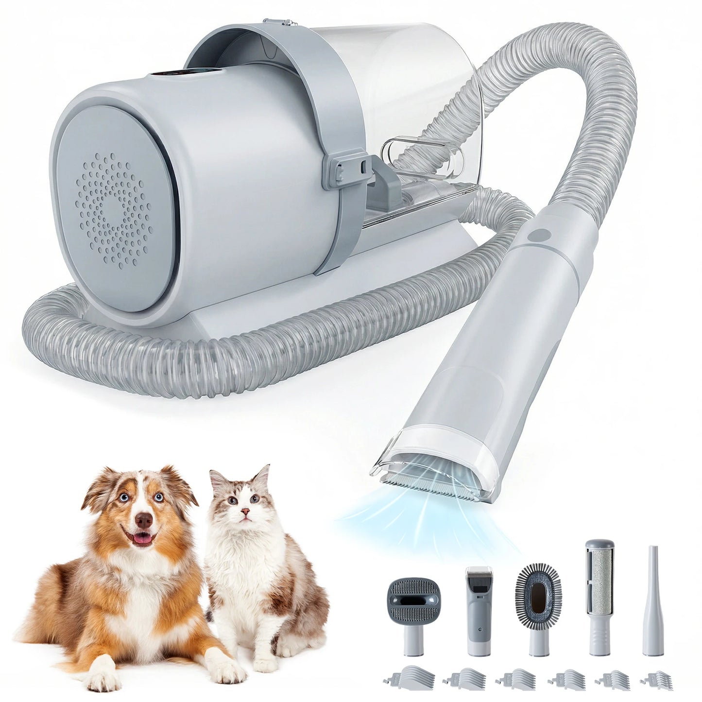 Pet Grooming Vacuum Kit With Cordless Clippers 3 Suction Modes 5 Tools