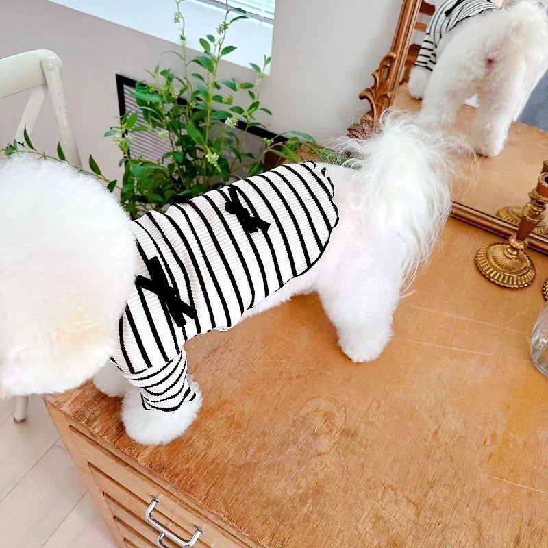 Doggyzstyle Luxury Bow Dress For Dogs Striped Print
