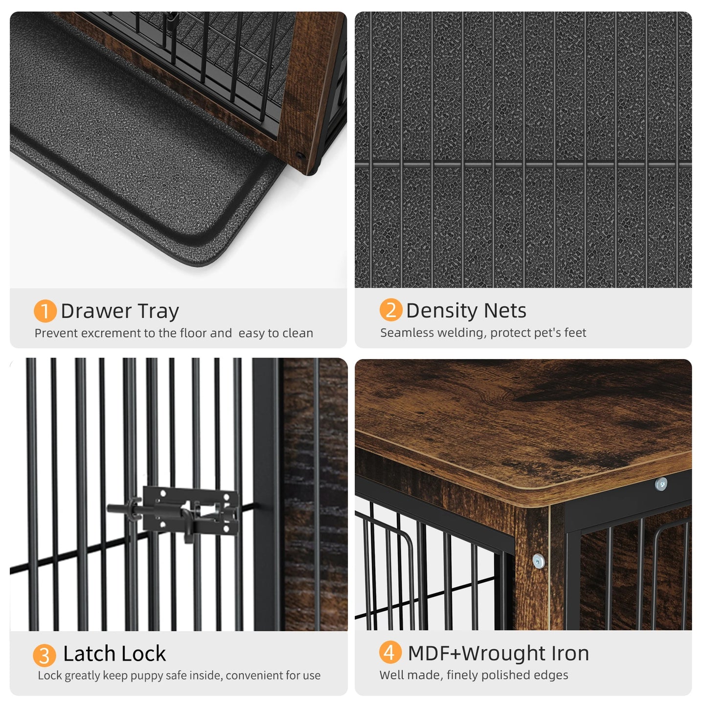 BINGOPAW Pet Cage Kennel End Table With Removable Tray