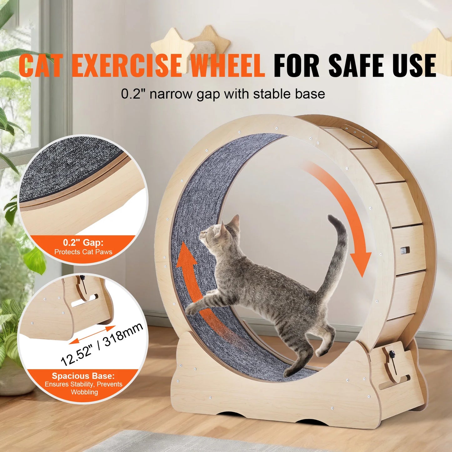 SucceBuy Wooden Cat Exercise Wheel For Indoor Running