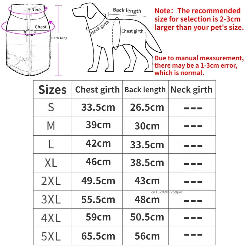 Waterproof Warm Dog Coat Winter Padded Jacket With Zipper