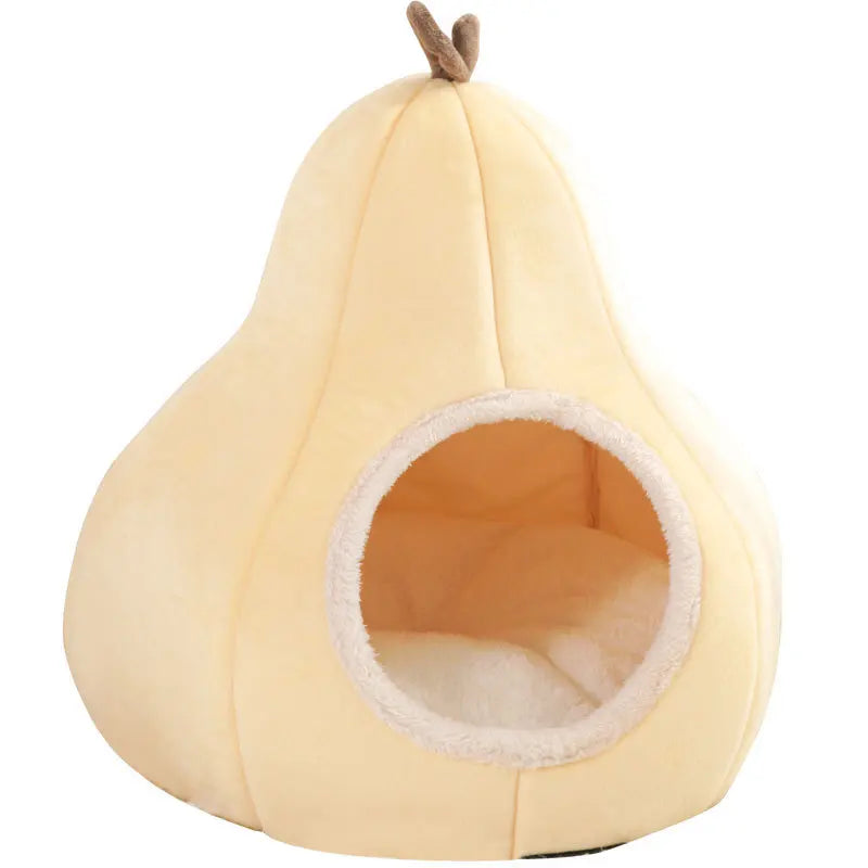 NONECN Pear Shaped Warm Cat Bed Semi Enclosed Pet House All Season