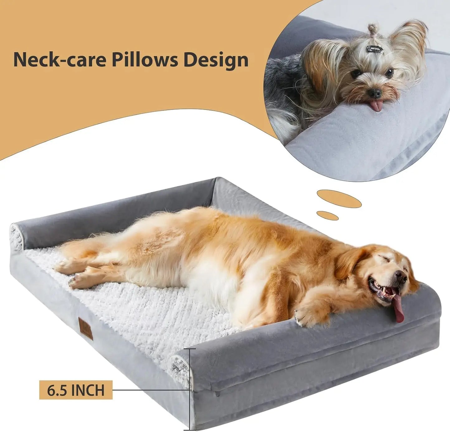 Orthopedic Dog Bed For Large Dogs With Bolstered Sides And Non Slip Base