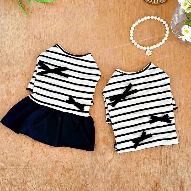 Doggyzstyle Luxury Bow Dress For Dogs Striped Print