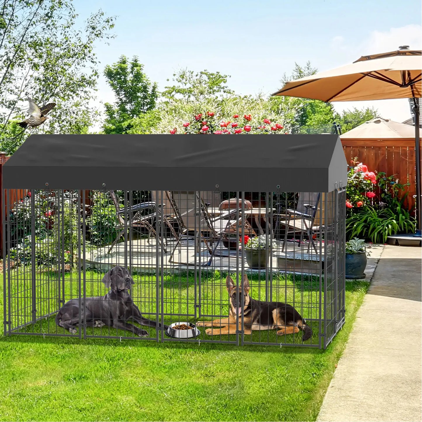 Dog Cage Pet Run Enclosure Playpen With Roof For Outdoor Kennel High Fence