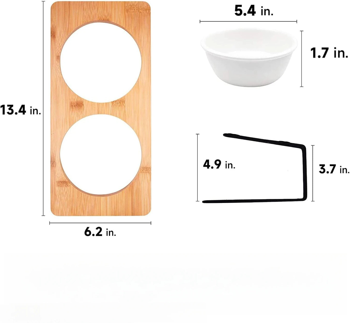 Tilted Raised Cat Ceramic Bowls With Premium Bamboo Stand