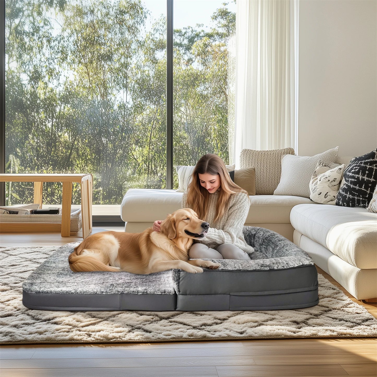 BINGOPAWC Orthopedic Dog Bed Plush Calming Sleep With Cover