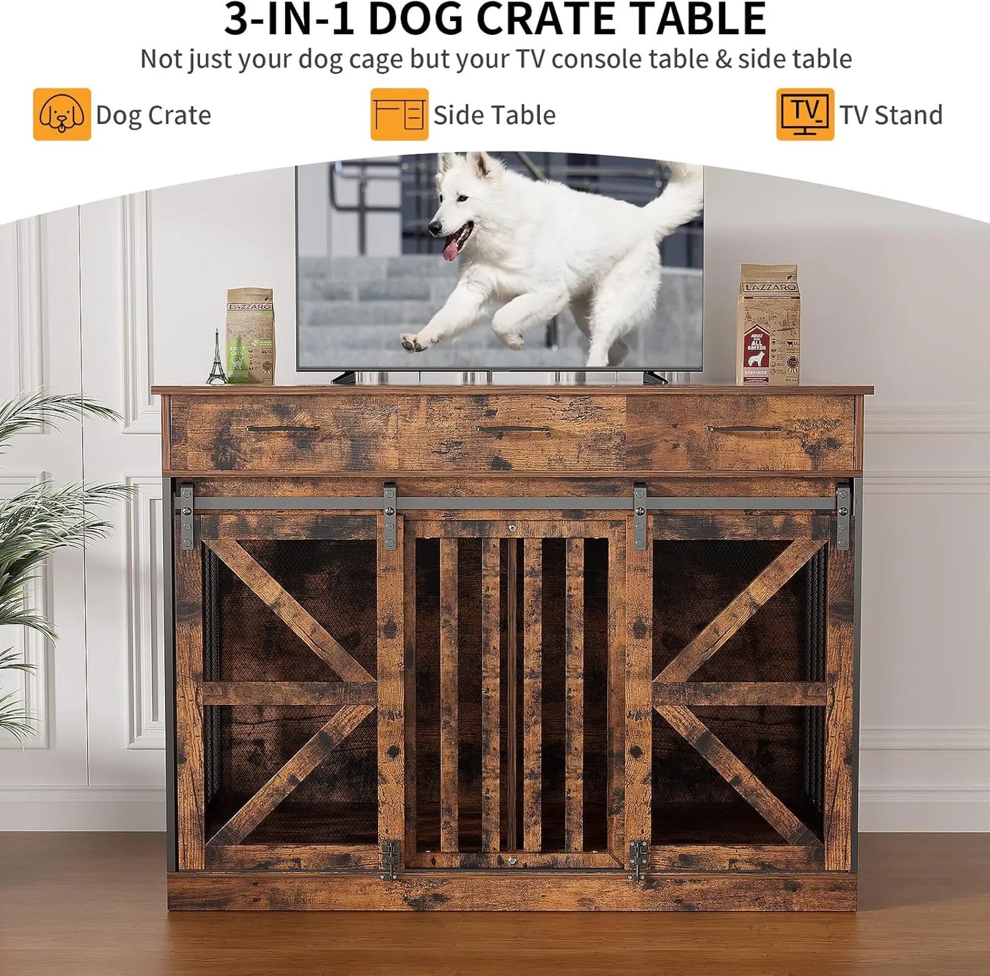 Kepptory 2 In 1 Convertible Dog Crate With Removable Divider