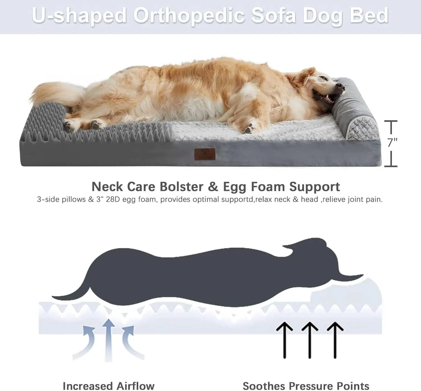 Orthopedic Dog Bed For Large Dogs With Bolstered Sides And Non Slip Base