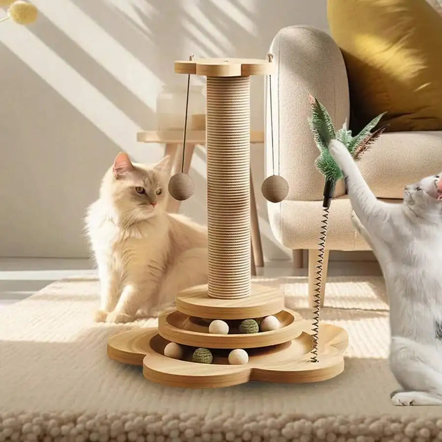 4 In 1 Interactive Toy With Scratch Pole Teaser Stick