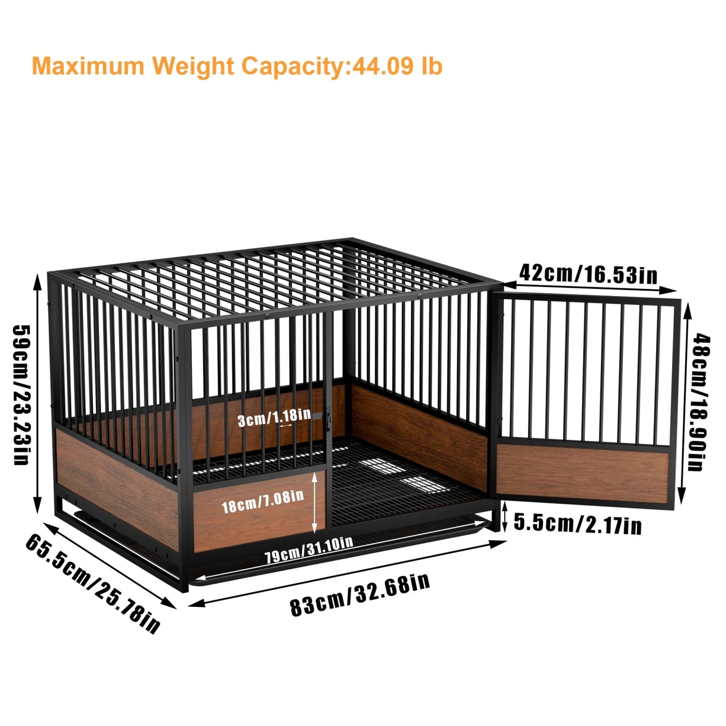 BINGOPAW Heavy Duty Rolling Dog Crate Cage 2 In 1