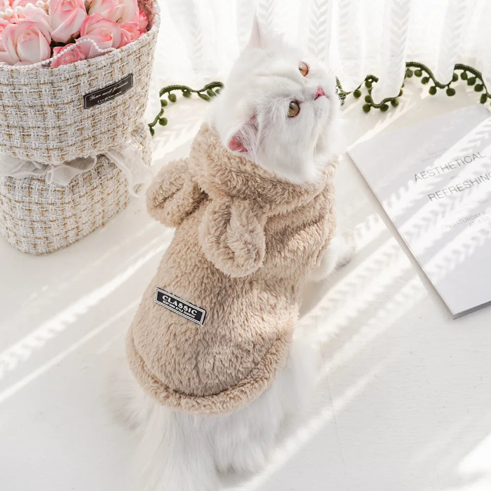 NONECN Pet Dog Soft Fleece Hoodie Coat For Dogs Cats