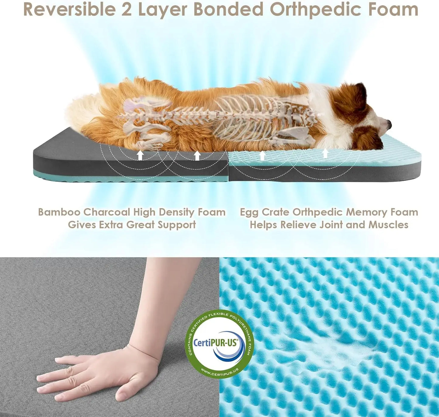 Foldable Orthopedic Memory Foam Bed For Adults And Pets