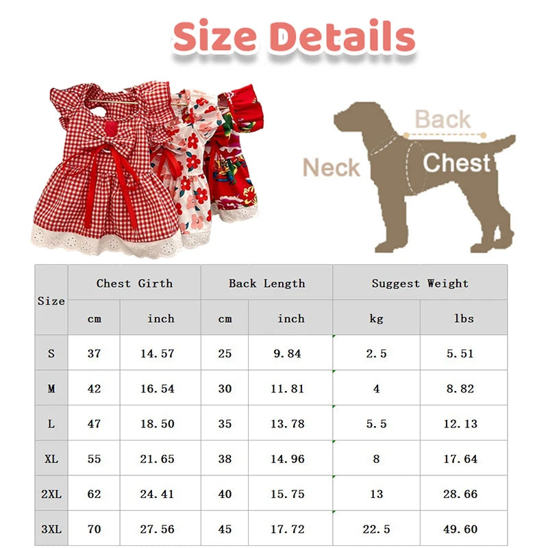 Floral Summer Dog Dress With Plaid Skirt